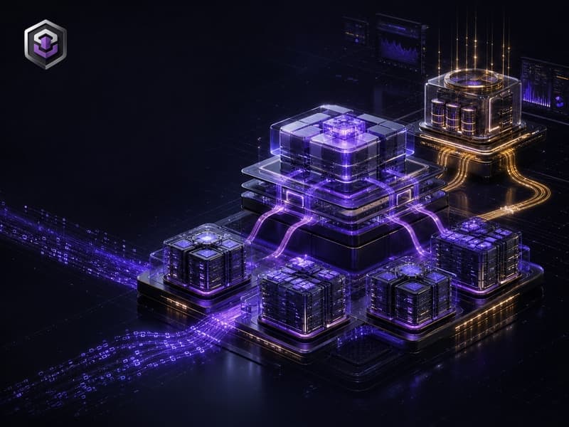 TiDB distributed SQL database infrastructure with servers, monitoring dashboards, and network connections showing comprehensive database consulting services