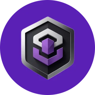 JusDB circular badge · purple