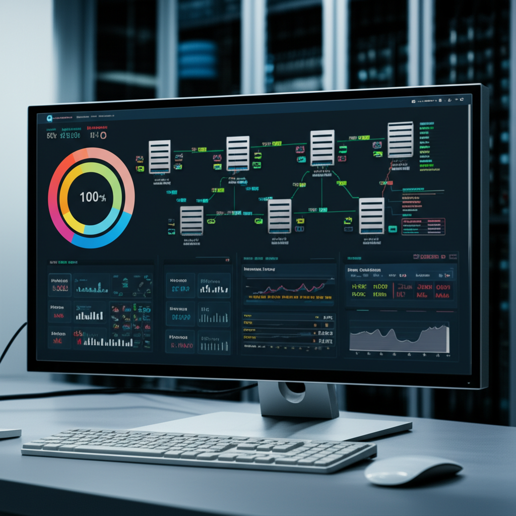 Database infrastructure with monitoring dashboards showing comprehensive remote DBA services