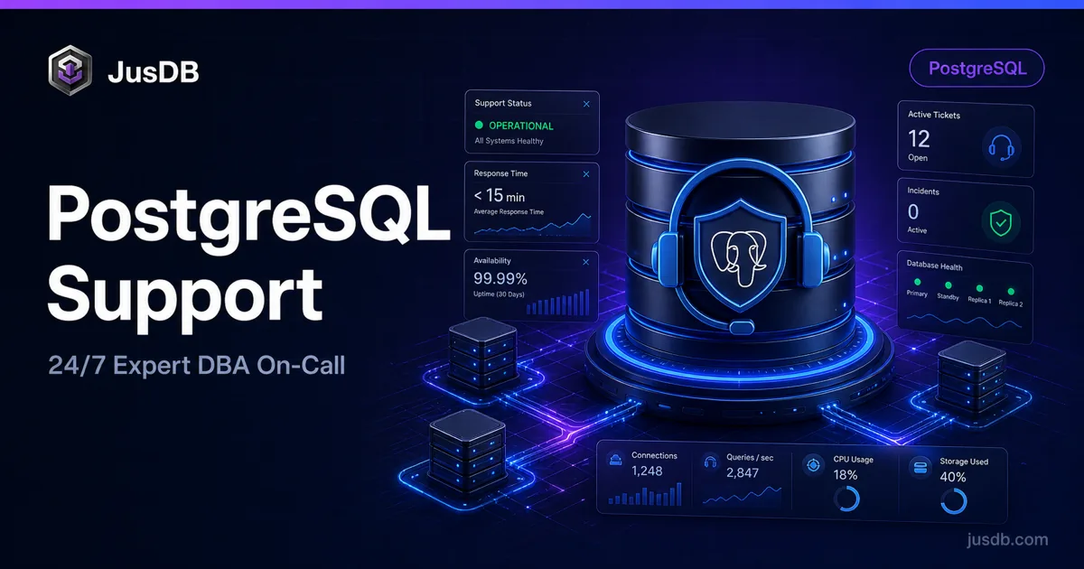 PostgreSQL 24/7 Support - 15-Min SLA, 99.9% Uptime | JusDB